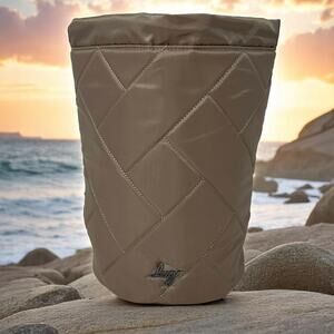 Lug Tumbler Storage Bag Sand Taupe Quilted Travel Toiletry Wipe Clean Tote New